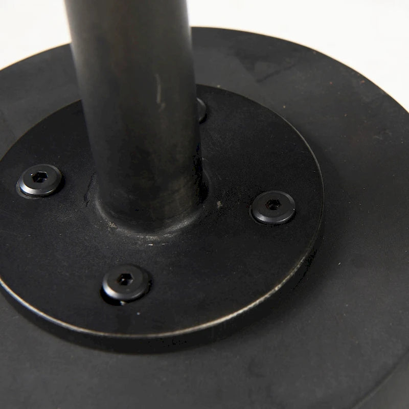 Dark Brown Wood w/Black Metal Pedestal Round Side Table