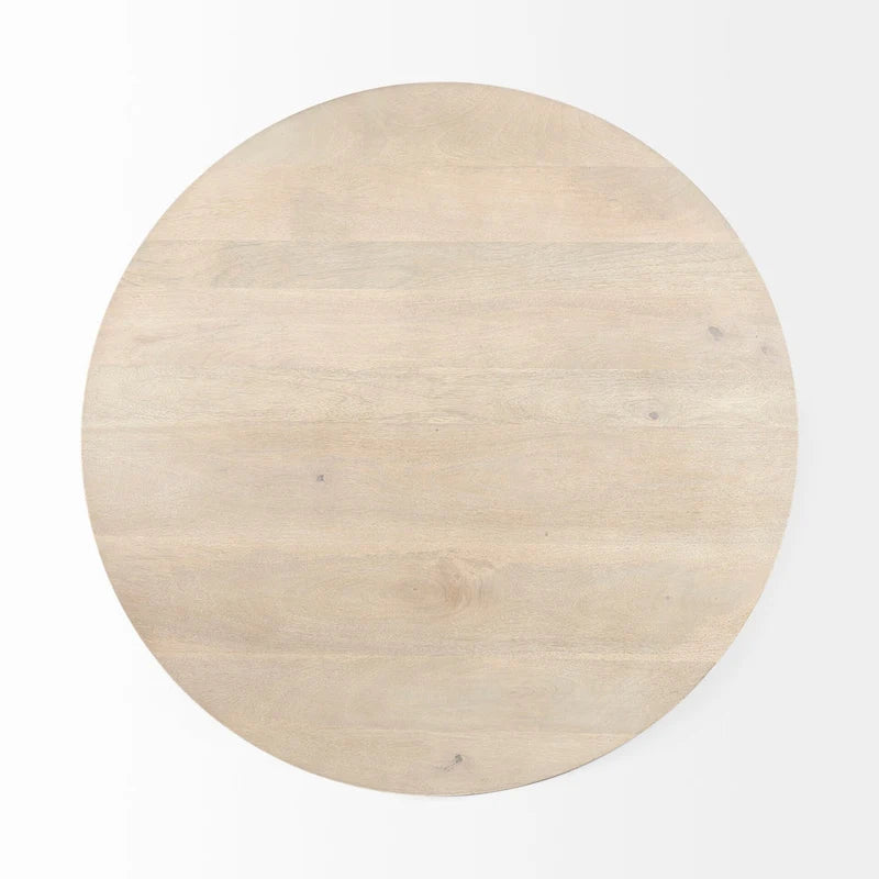Dark Brown Wood w/Black Metal Pedestal Round Side Table