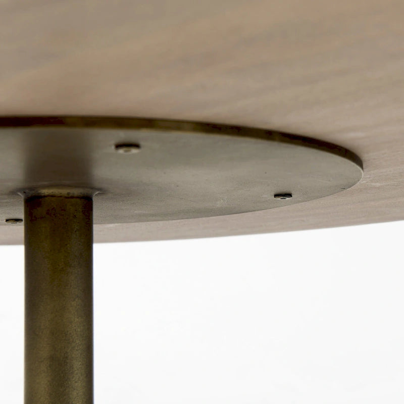 Dark Brown Wood w/Black Metal Pedestal Round Side Table