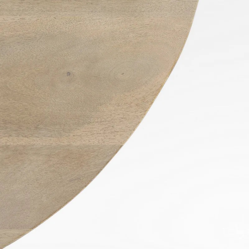 Dark Brown Wood w/Black Metal Pedestal Round Side Table