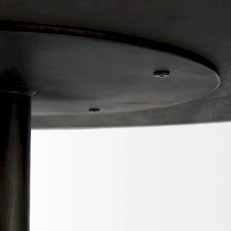 Dark Brown Wood w/Black Metal Pedestal Round Side Table