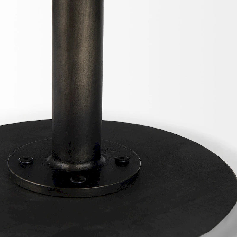 Dark Brown Wood w/Black Metal Pedestal Round Side Table