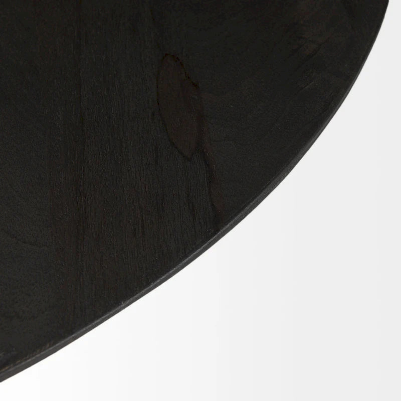 Dark Brown Wood w/Black Metal Pedestal Round Side Table