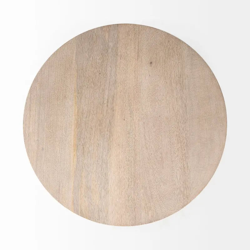 Dark Brown Wood w/Black Metal Pedestal Round Side Table