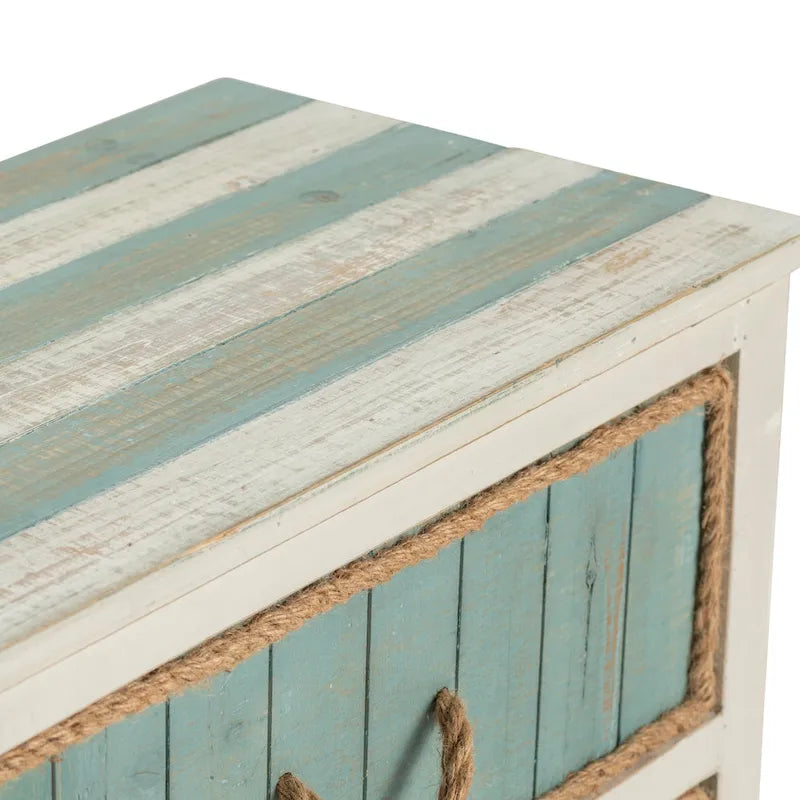 Blue & White Distressed 3-drawer Fir Wood Accent Chest - 23.5x13x28