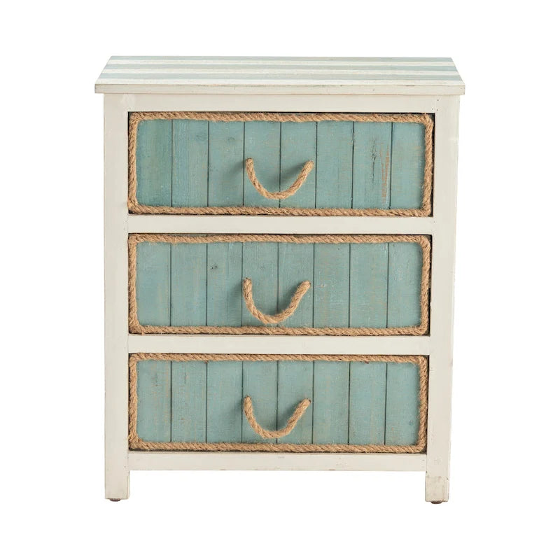 Blue & White Distressed 3-drawer Fir Wood Accent Chest - 23.5x13x28
