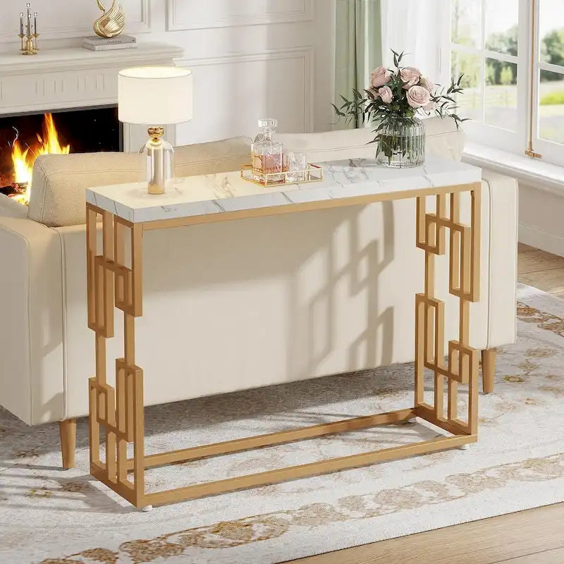 Gold Console Table, Modern 42.5 Sofa Tables Entryway Hallway Table