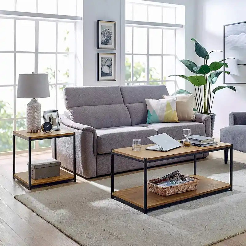 Tall Center Table Coffee Table with Storage Shelf
