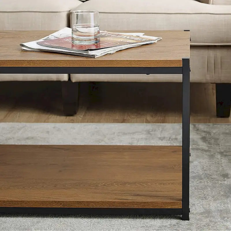 Tall Center Table Coffee Table with Storage Shelf