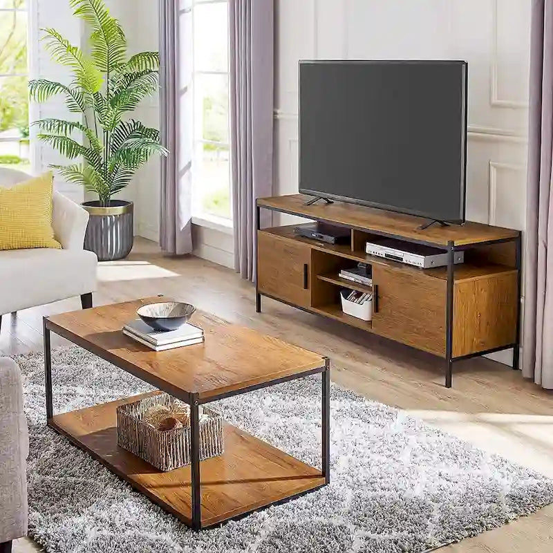Tall Center Table Coffee Table with Storage Shelf