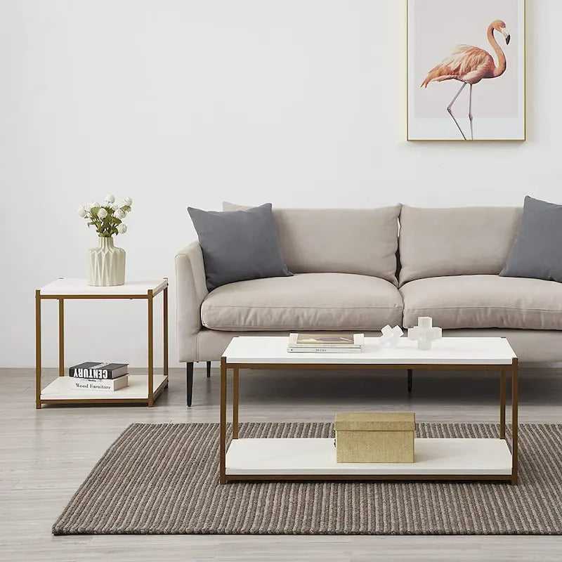 Tall Center Table Coffee Table with Storage Shelf