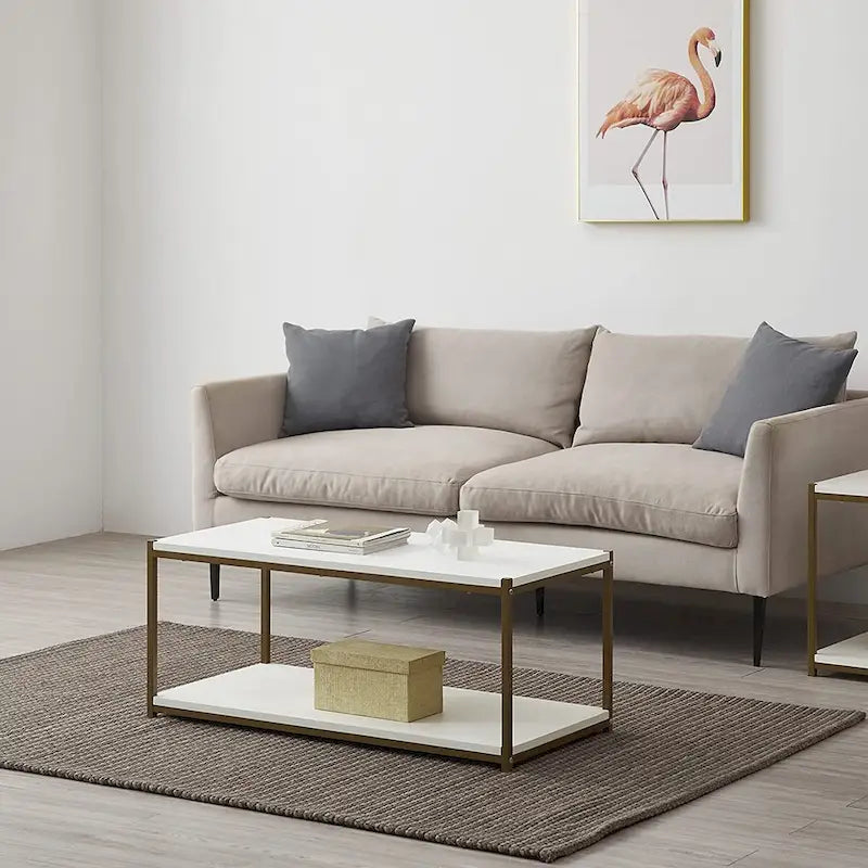 Tall Center Table Coffee Table with Storage Shelf
