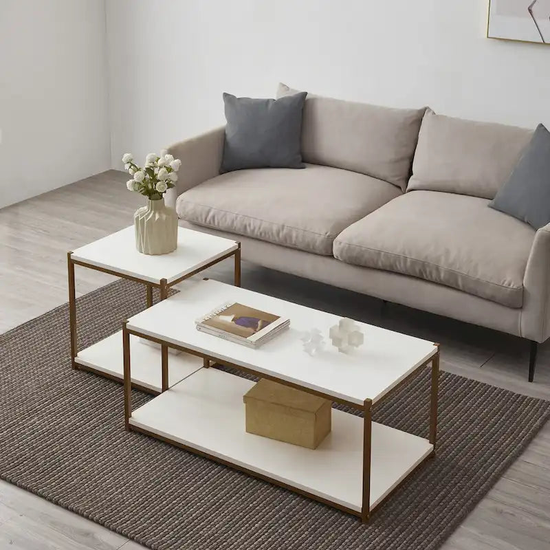 Tall Center Table Coffee Table with Storage Shelf