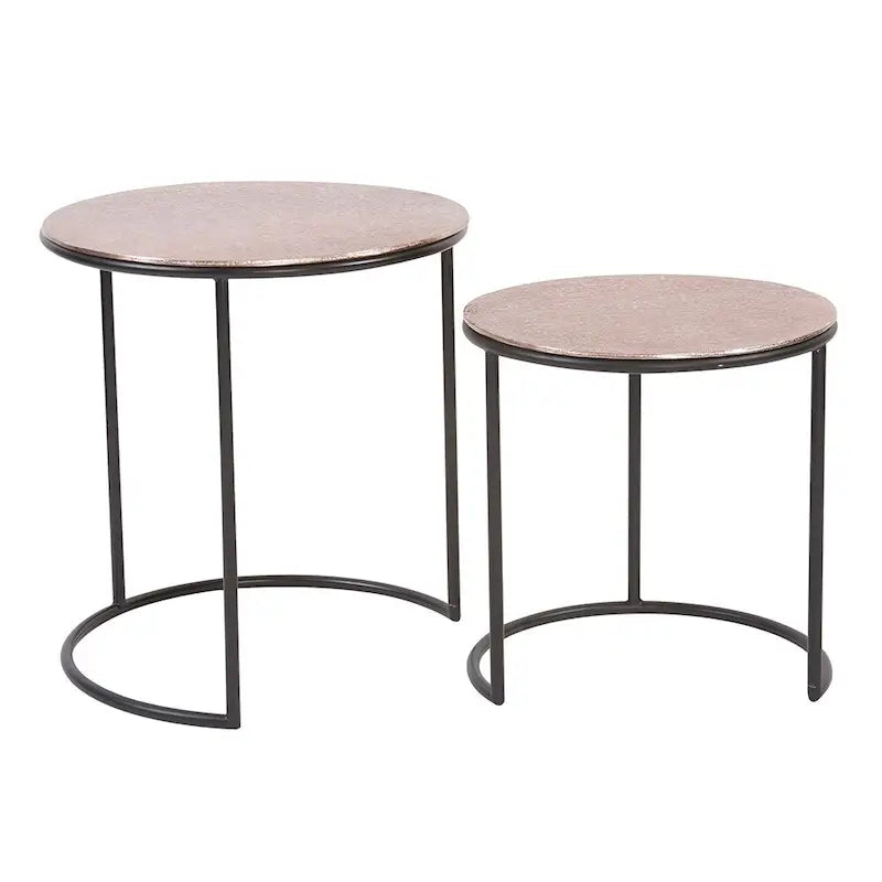 Round Copper Metal Nesting Accent Table Set