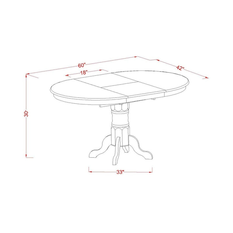 7 Piece Dining Table Set Consist of an Oval Kitchen Table with Butterfly Leaf and 6 Dining Chairs, Oak