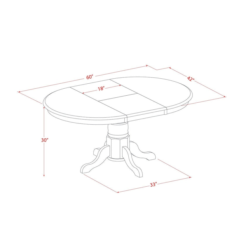 7 Piece Dining Table Set Consist of an Oval Kitchen Table with Butterfly Leaf and 6 Dining Chairs, Oak